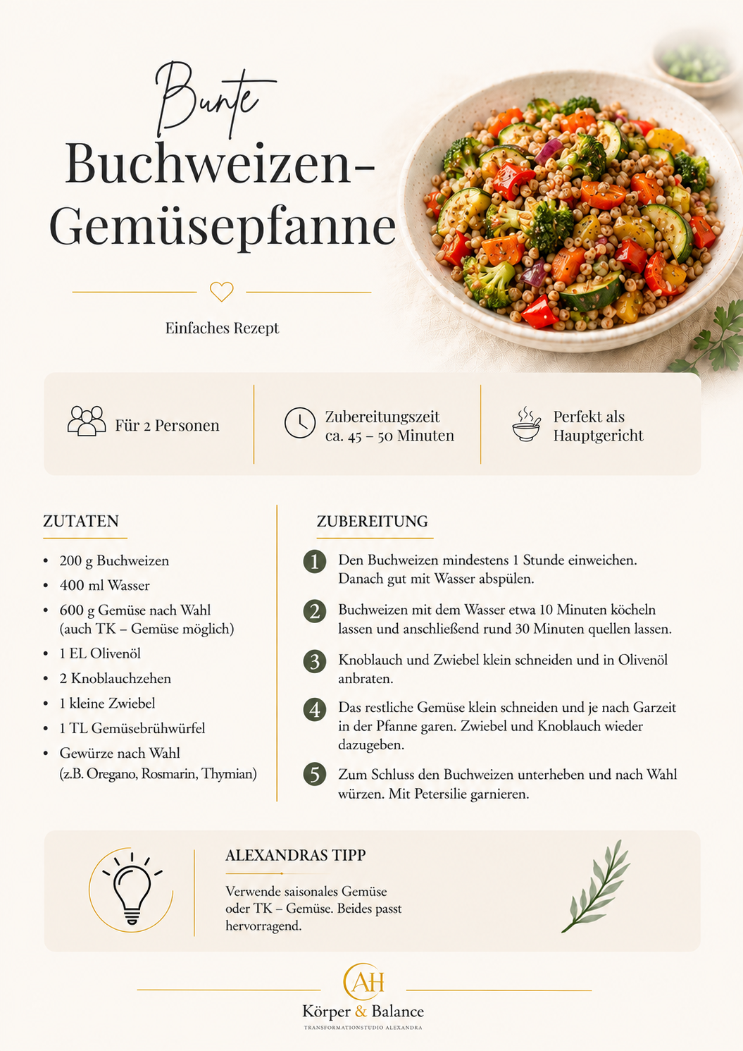 Bunte Buchweizen-Gemüsepfanne