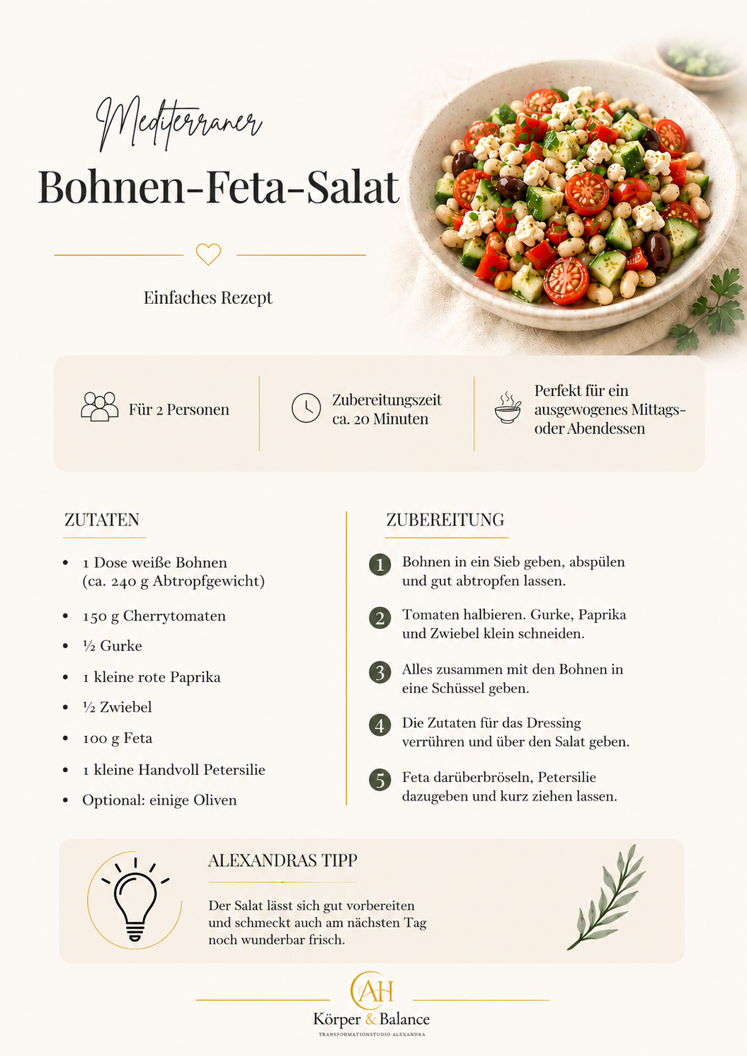 Mediterraner Bohnen-Feta-Salat