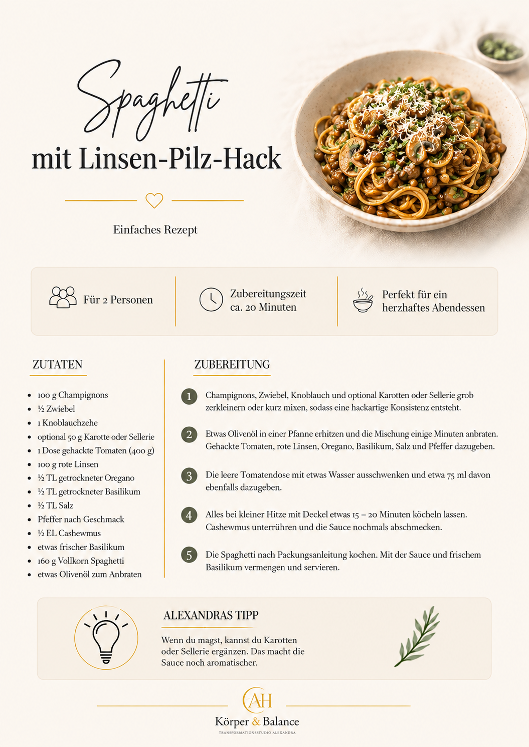 Spaghetti mit Linsen-Pilz-Hack